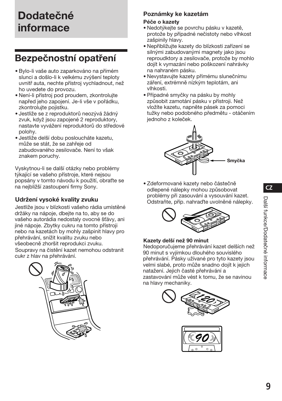 Dodatečné informace, Bezpečnostní opatření | Sony ASD-3N/W User Manual | Page 37 / 72