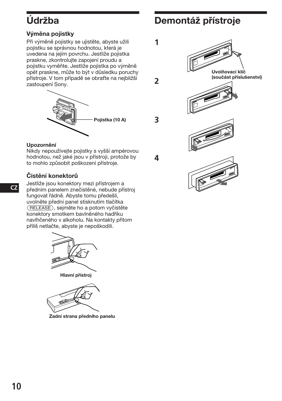 Demontáž přístroje, Údržba | Sony ASD-3N/W User Manual | Page 38 / 72