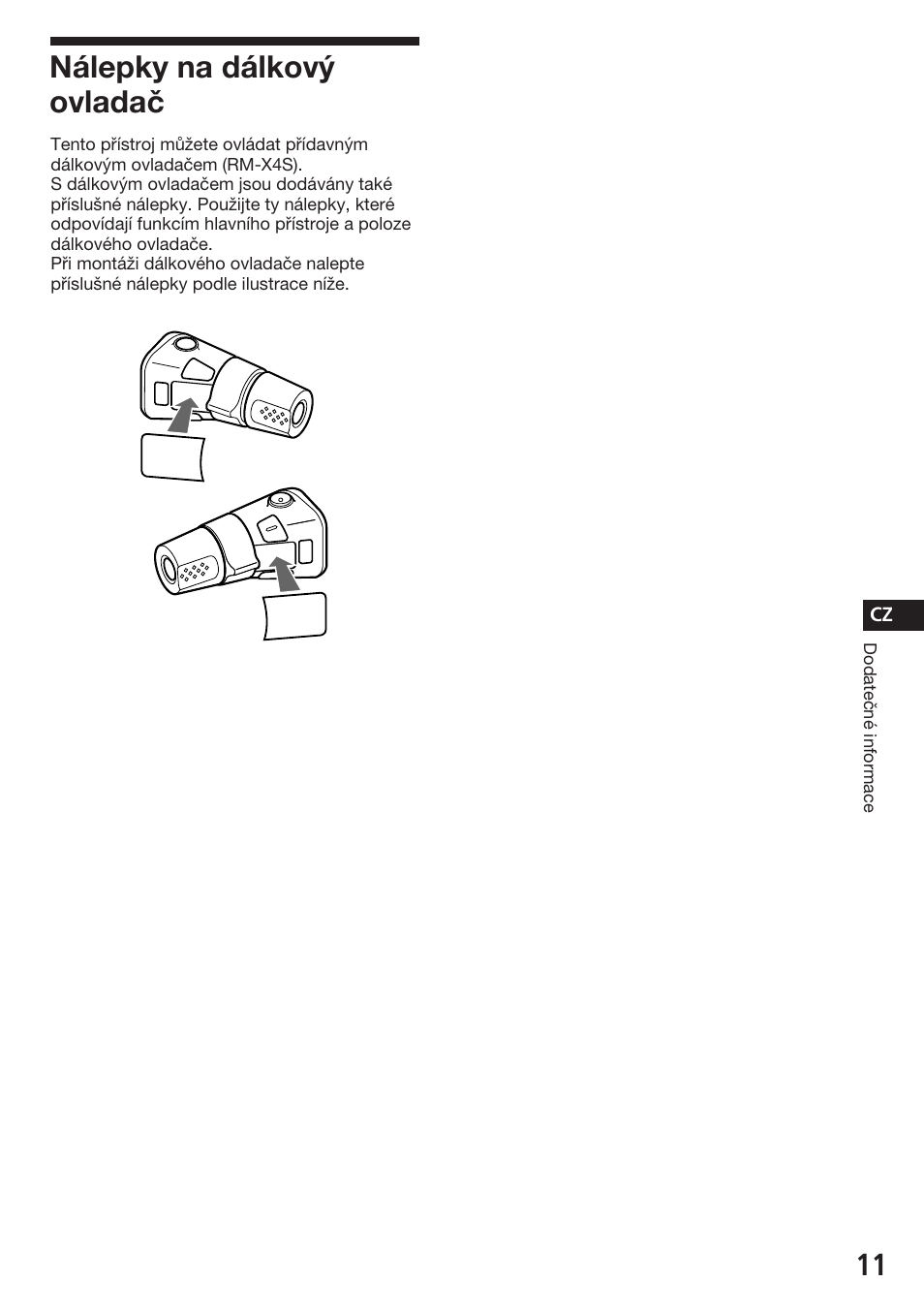 Nálepky na dálkový ovladač | Sony ASD-3N/W User Manual | Page 39 / 72