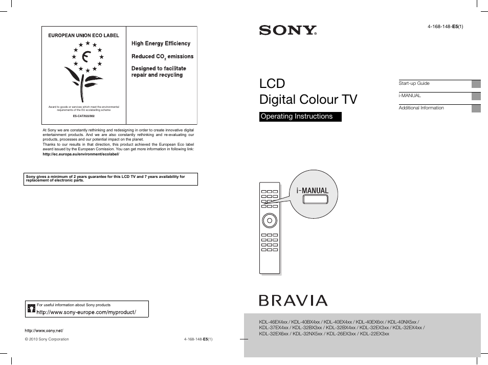 Sony BRAVIA KDL-32EX3xx User Manual | 39 pages