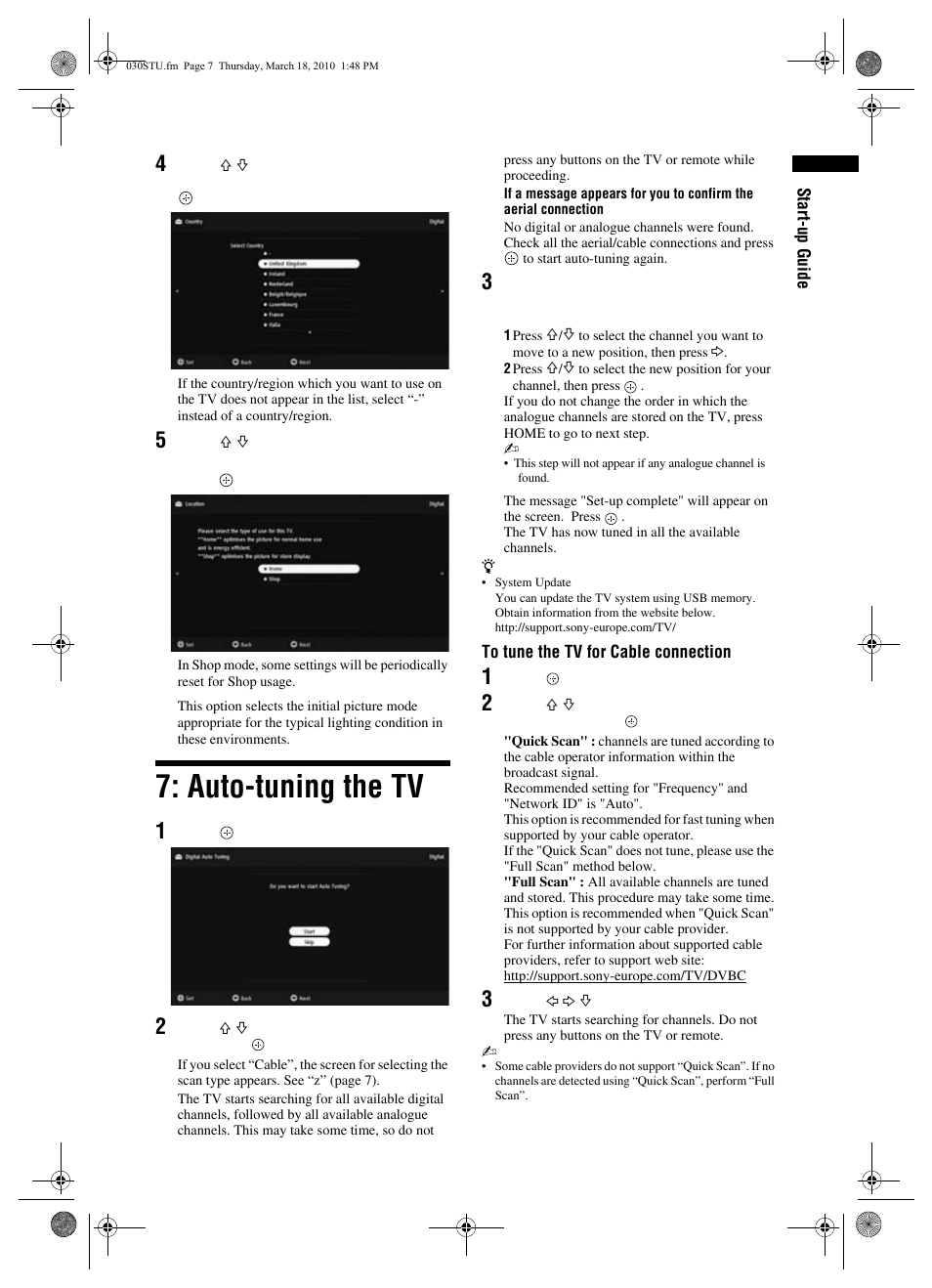 Auto-tuning the tv | Sony BRAVIA KDL-32EX3xx User Manual | Page 7 / 39