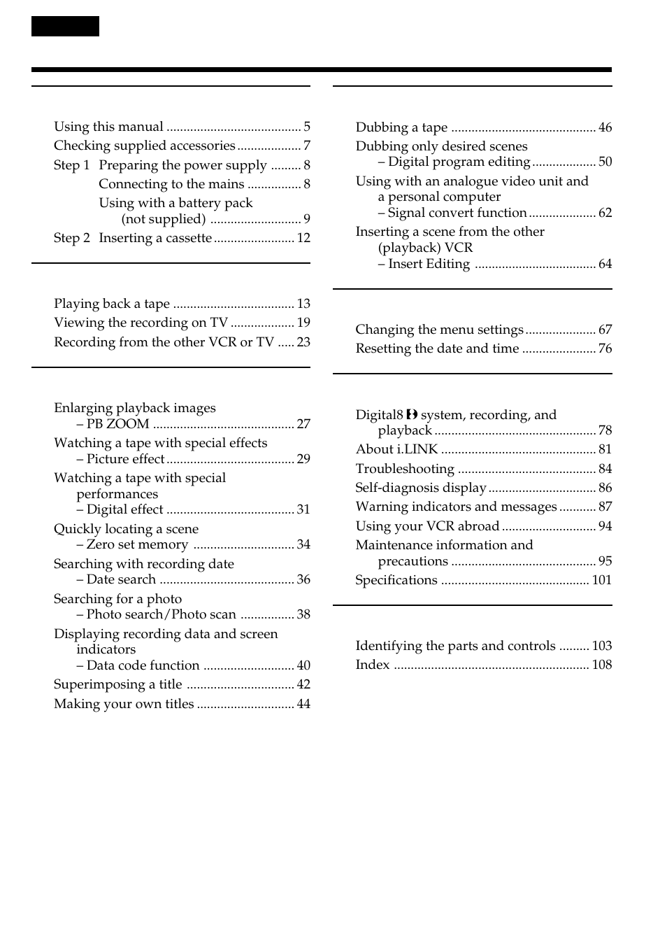 Sony DIGITAL 8 GV-D800E User Manual | Page 3 / 112