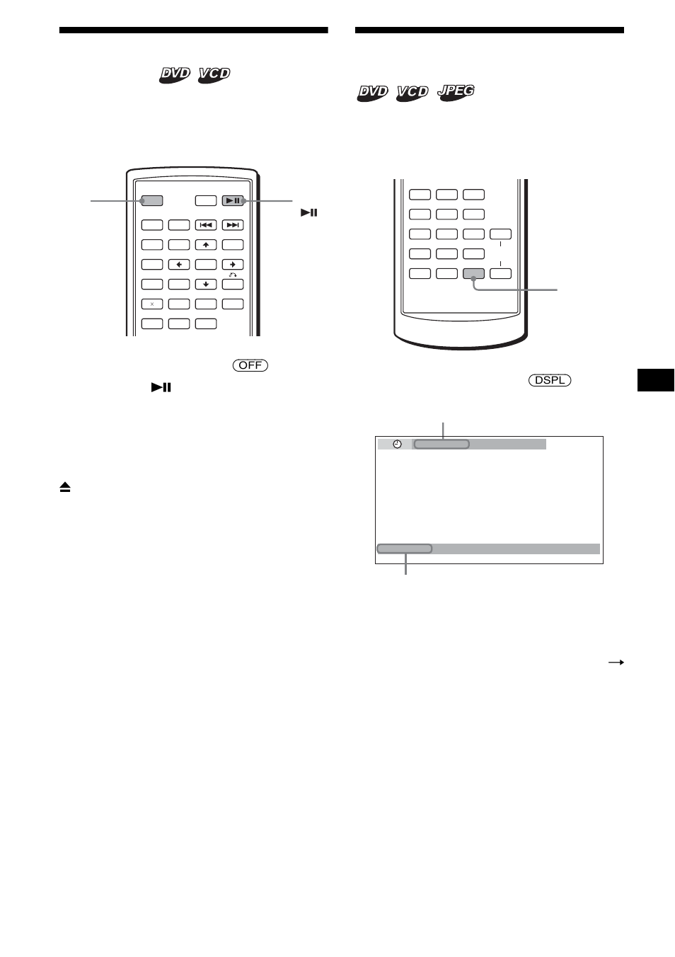 Resuming playback, Resume play, Viewing the disc information | Time/text information, 17 resuming playback, During playback, press (off) to stop, Continue to next page t | Sony R5 User Manual | Page 17 / 152