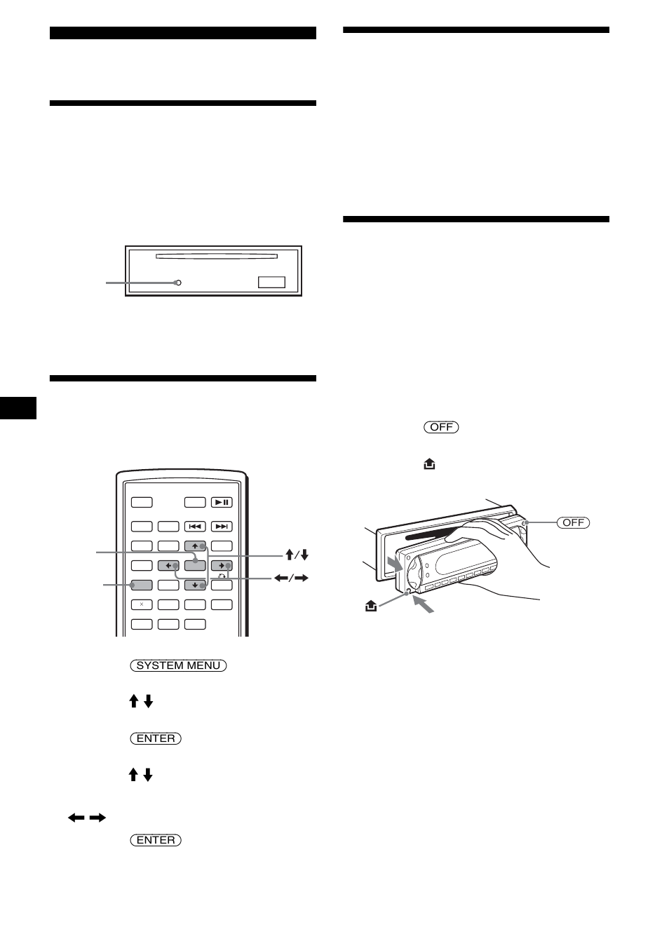 Procedimientos iniciales, Restauración de la unidad, Ajuste del reloj | Modo demo, Extracción del panel frontal | Sony R5 User Manual | Page 58 / 152