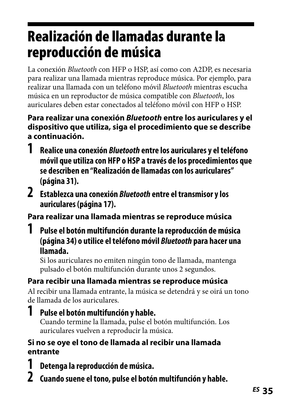 Realización.de.llamadas.durante, La.reproducción.de.música | Sony DR-BT101IK User Manual | Page 79 / 92