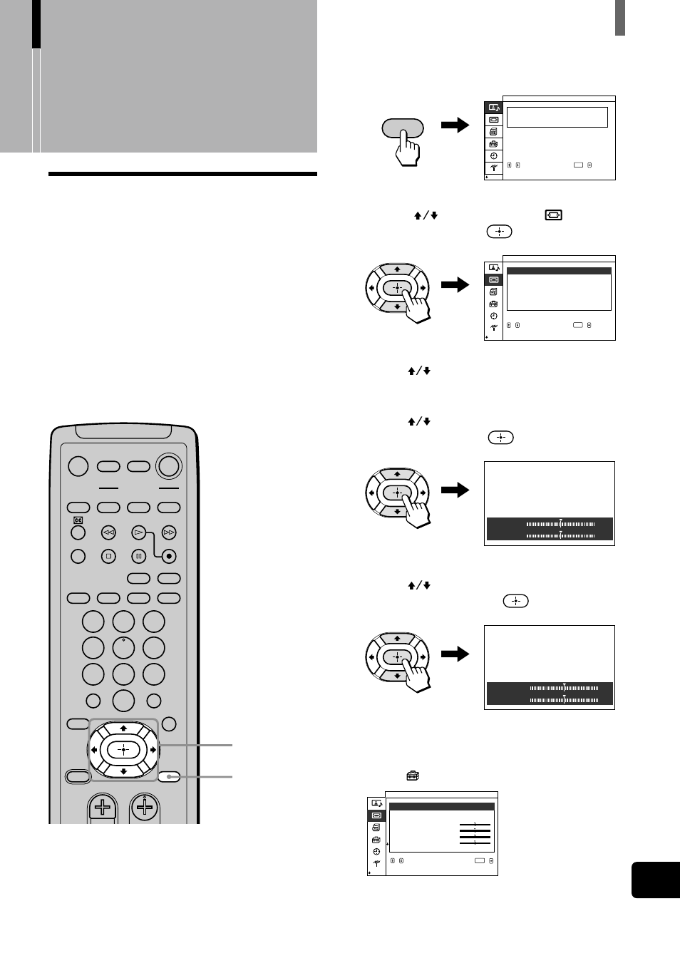 Ajuste de la configuración, Ajuste del tamaño/ posición de la imagen, Es 1 | Sony WEGA KZ 42TS1 User Manual | Page 151 / 176