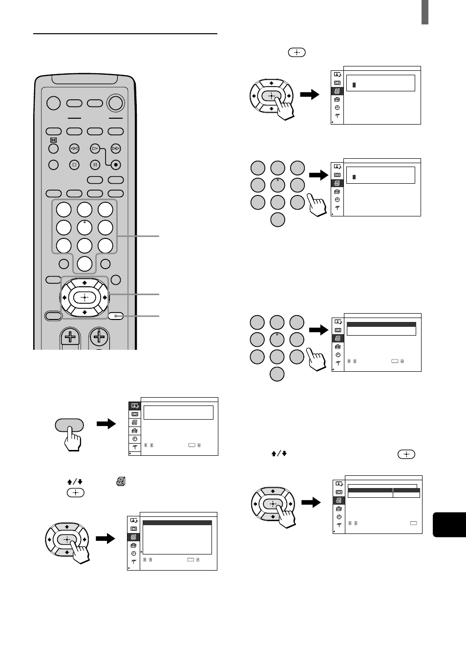 Activating the parental control feature, Menu, Enter a four digit password using the 0-9 buttons | Press v/v to select “country,” then press, Press menu, Press v/v to select (custom setup), then press | Sony WEGA KZ 42TS1 User Manual | Page 41 / 176