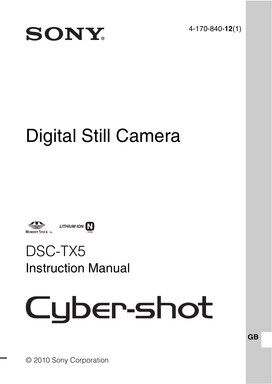 Sony Cyber-shot 4-170-840-12(1) User Manual | 36 pages