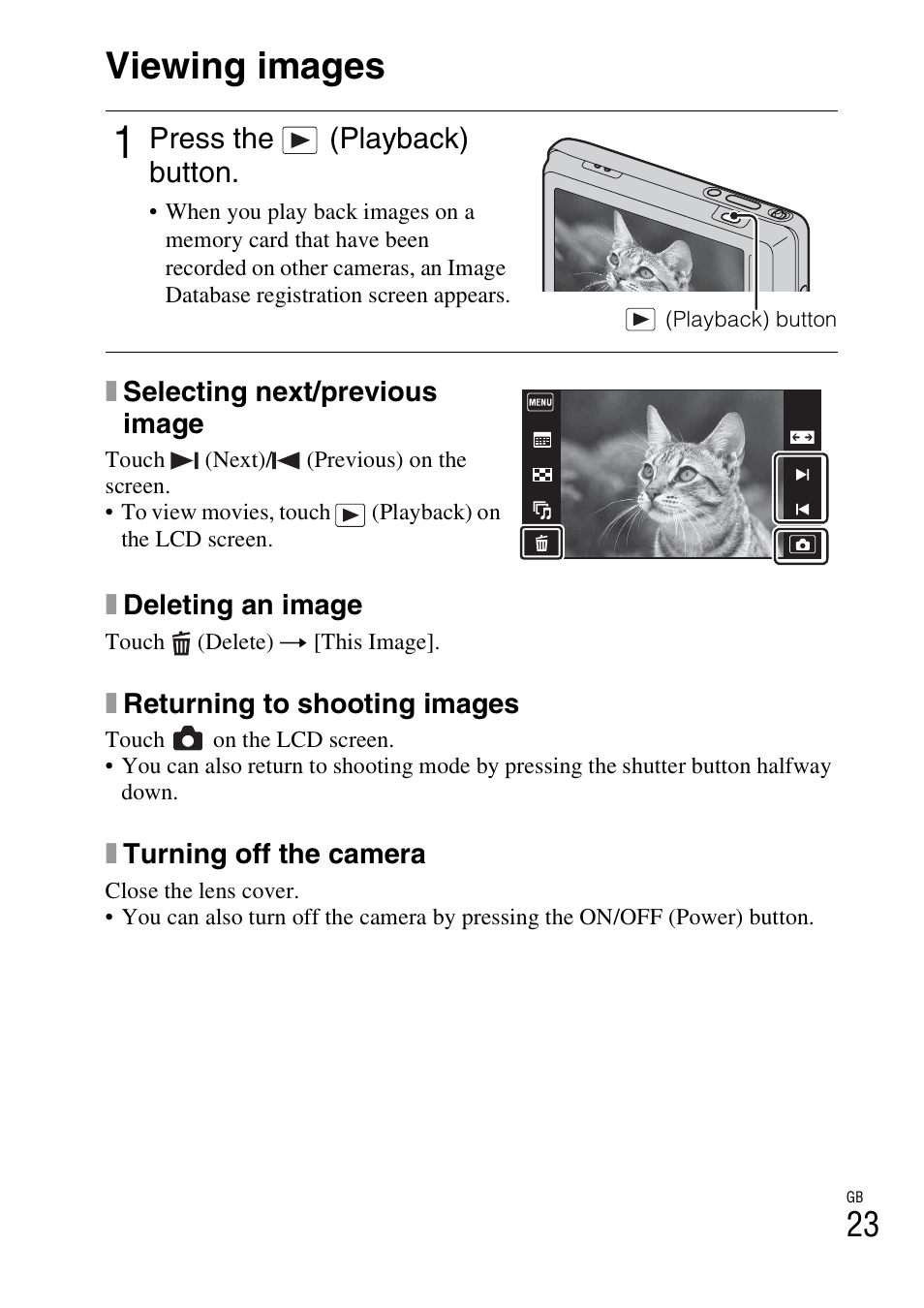 Viewing images | Sony Cyber-shot 4-170-840-12(1) User Manual | Page 23 / 36