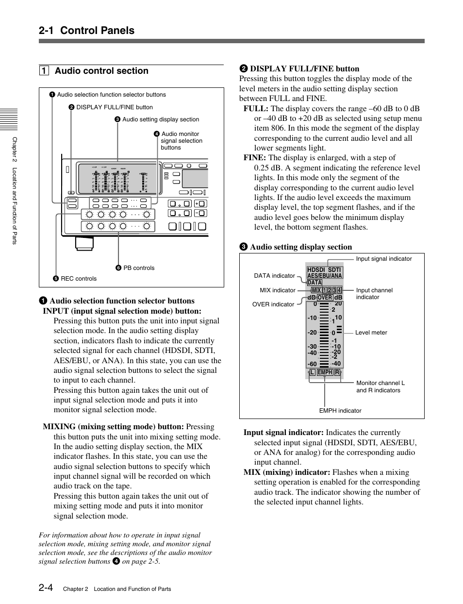 1 control panels | Sony HDW-M2000 User Manual | Page 14 / 142