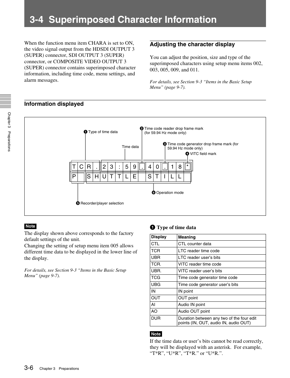 4 superimposed character information | Sony HDW-M2000 User Manual | Page 36 / 142