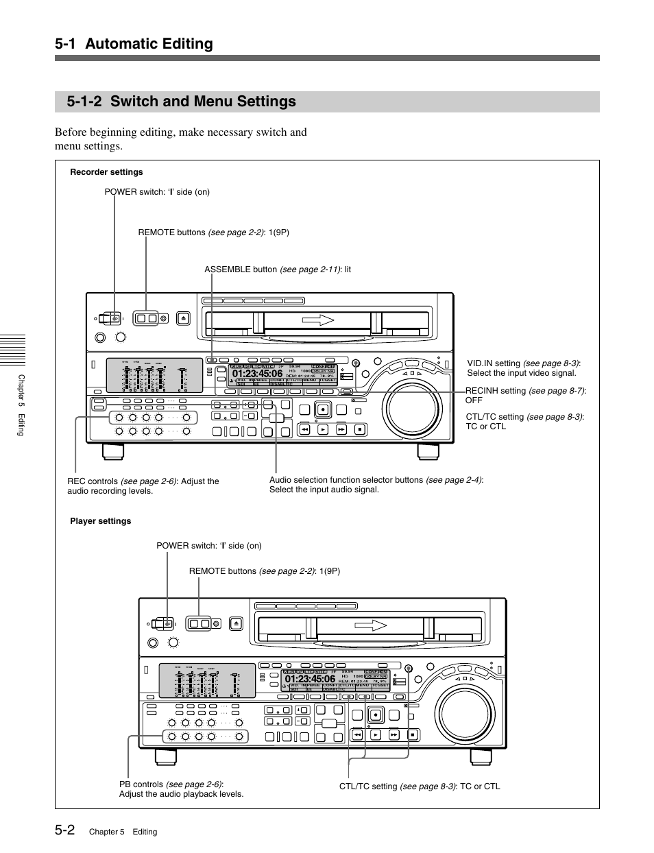 1-2 switch and menu settings, 1 automatic editing | Sony HDW-M2000 User Manual | Page 54 / 142