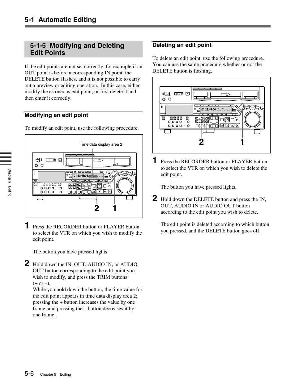 1-5 modifying and deleting edit points | Sony HDW-M2000 User Manual | Page 58 / 142