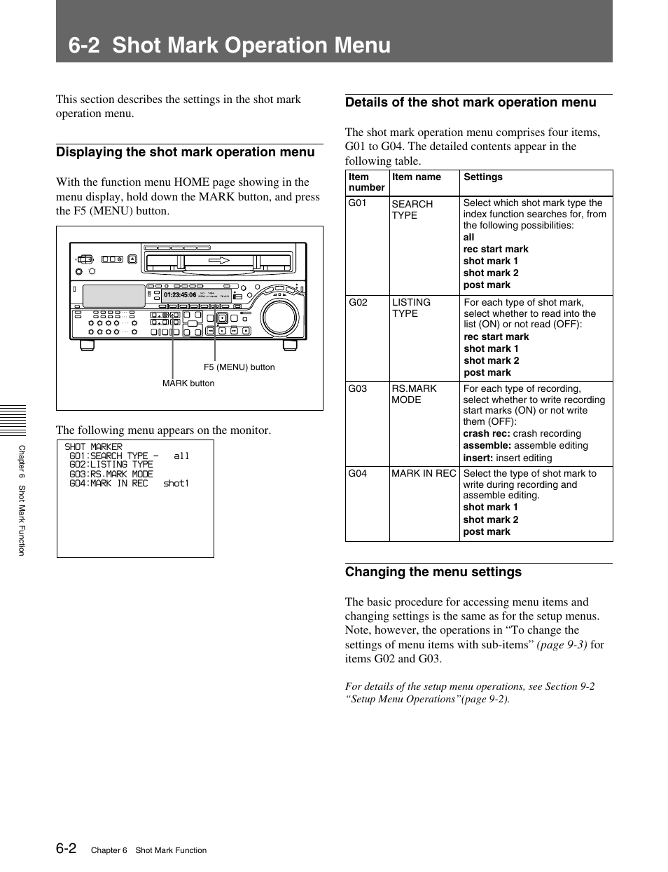 2 shot mark operation menu | Sony HDW-M2000 User Manual | Page 70 / 142