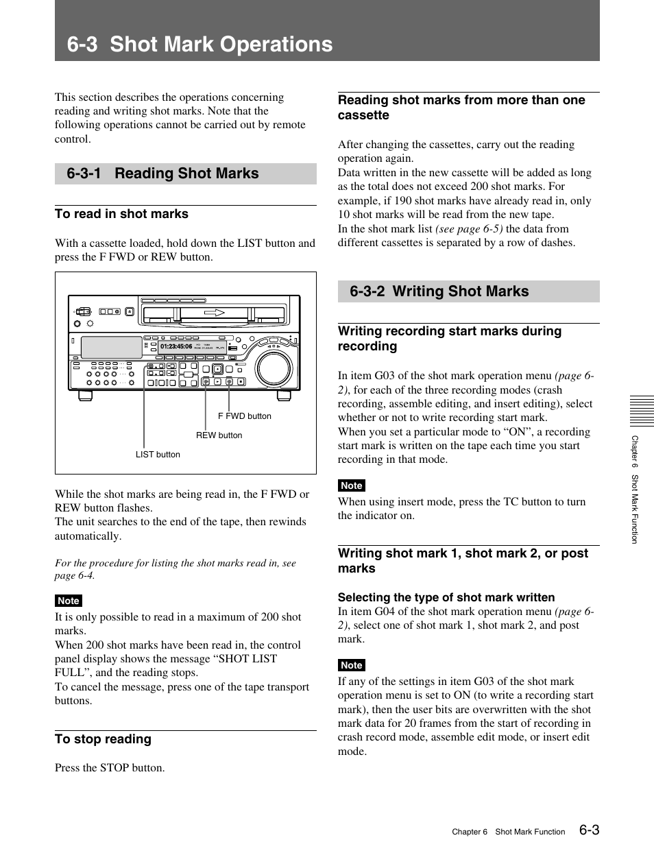 3 shot mark operations, 3-1 reading shot marks, 3-2 writing shot marks | Sony HDW-M2000 User Manual | Page 71 / 142
