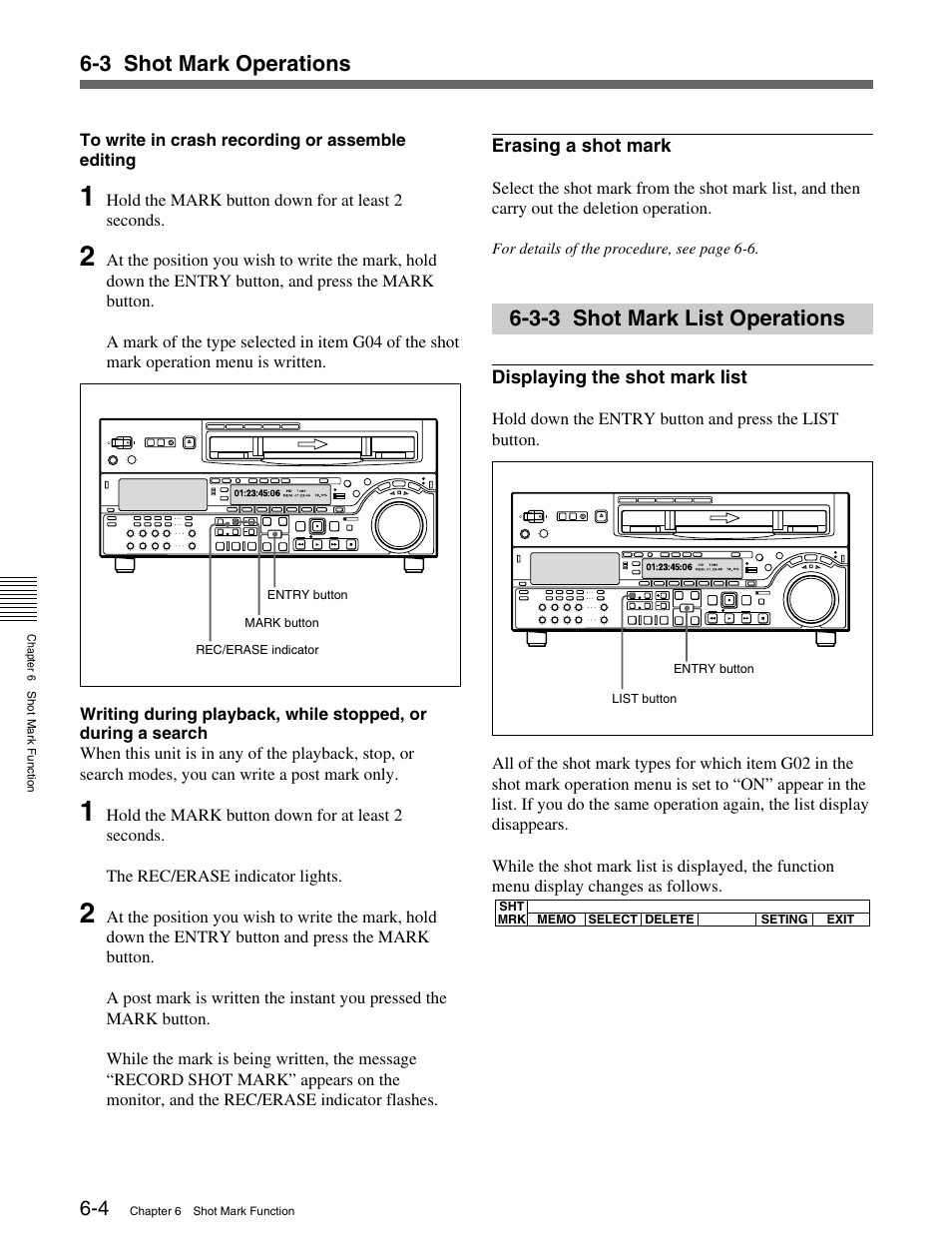 3-3 shot mark list operations, 3 shot mark operations | Sony HDW-M2000 User Manual | Page 72 / 142