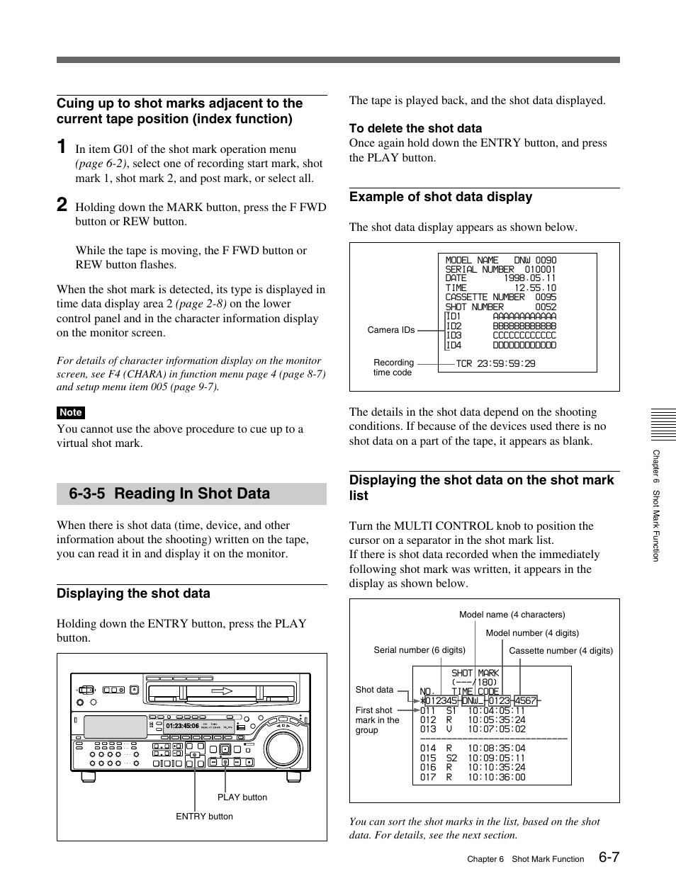 3-5 reading in shot data | Sony HDW-M2000 User Manual | Page 75 / 142