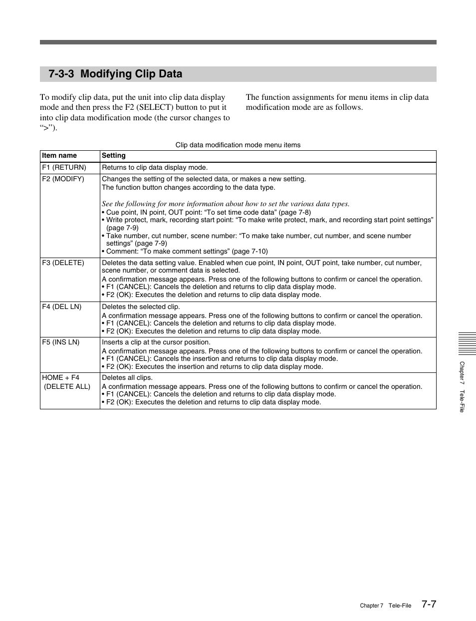 3-3 modifying clip data | Sony HDW-M2000 User Manual | Page 83 / 142