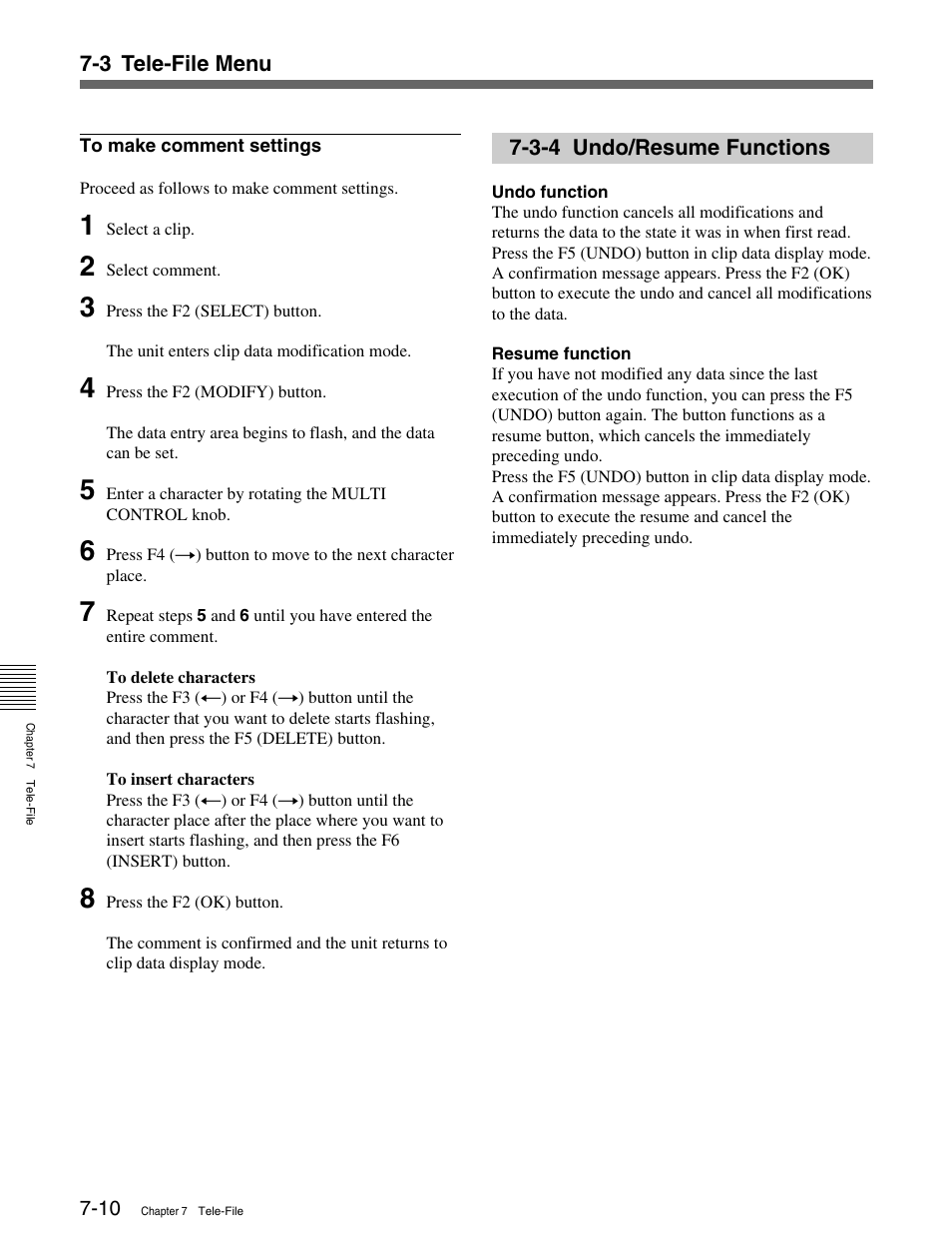 3-4 undo/resume functions | Sony HDW-M2000 User Manual | Page 86 / 142