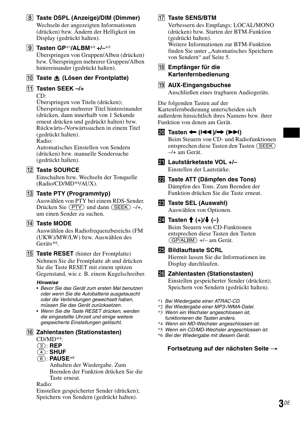 Sony CDX-GT30RN User Manual | Page 9 / 84