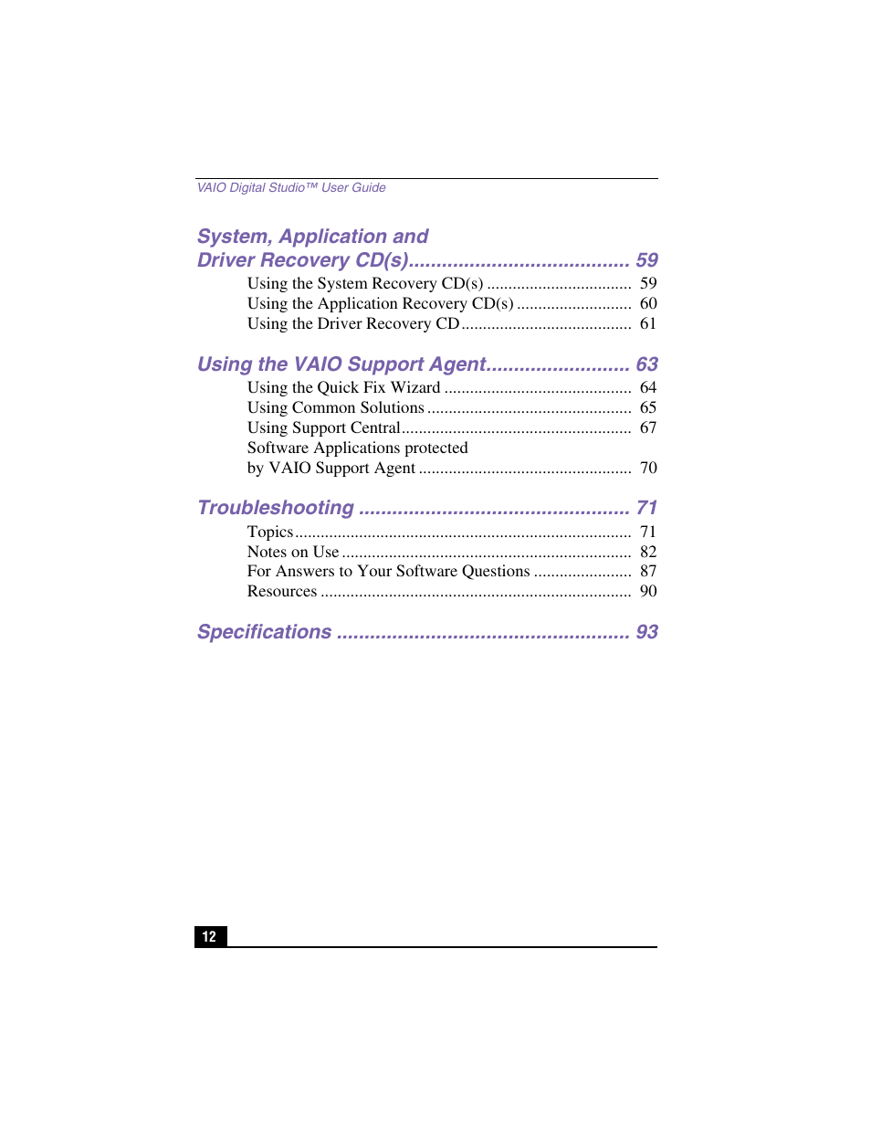 Sony PCV-RX370DS User Manual | Page 12 / 100