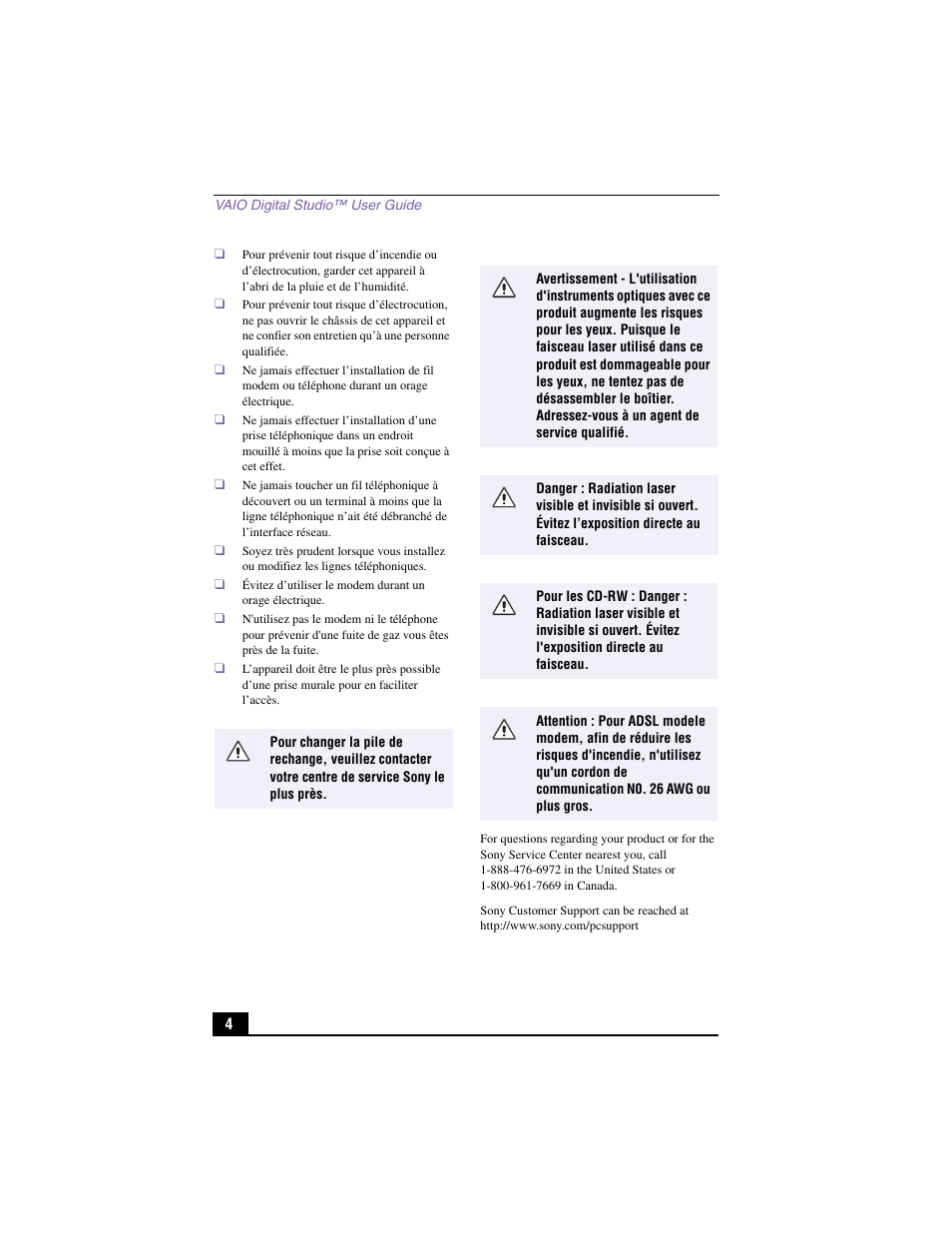 Sony PCV-RX370DS User Manual | Page 4 / 100