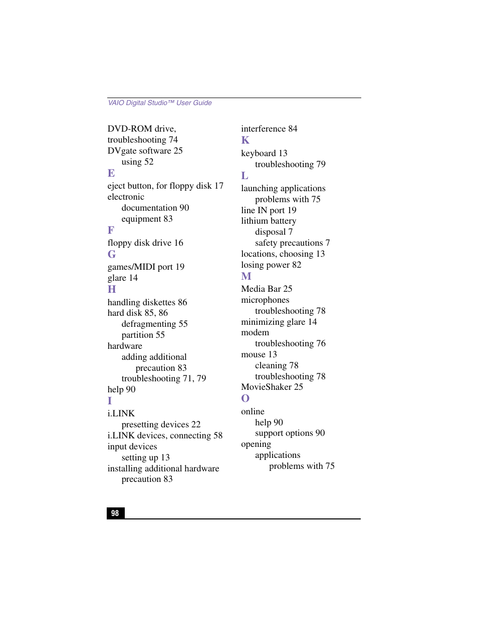 Sony PCV-RX370DS User Manual | Page 98 / 100