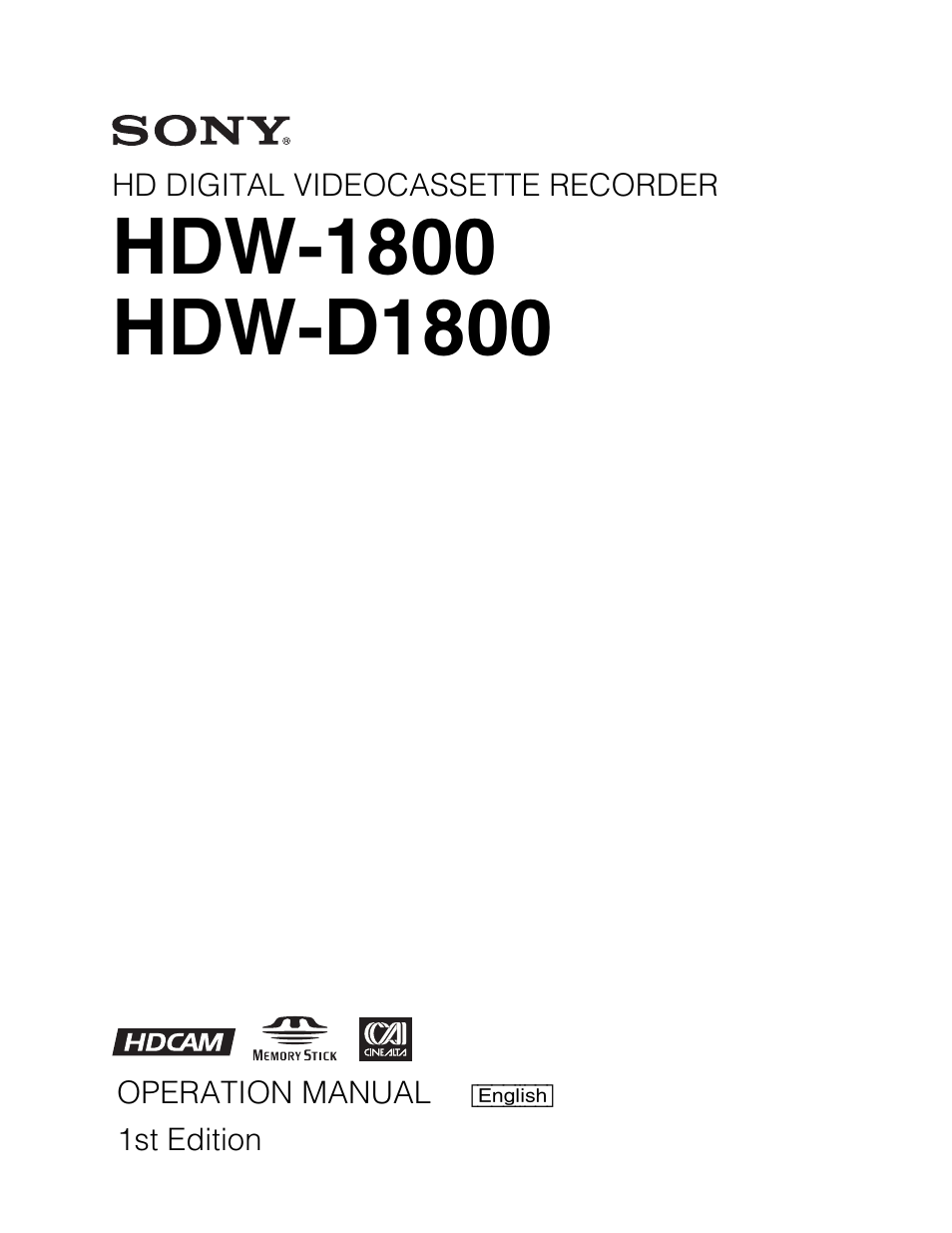 Sony HDW-1800 User Manual | 119 pages