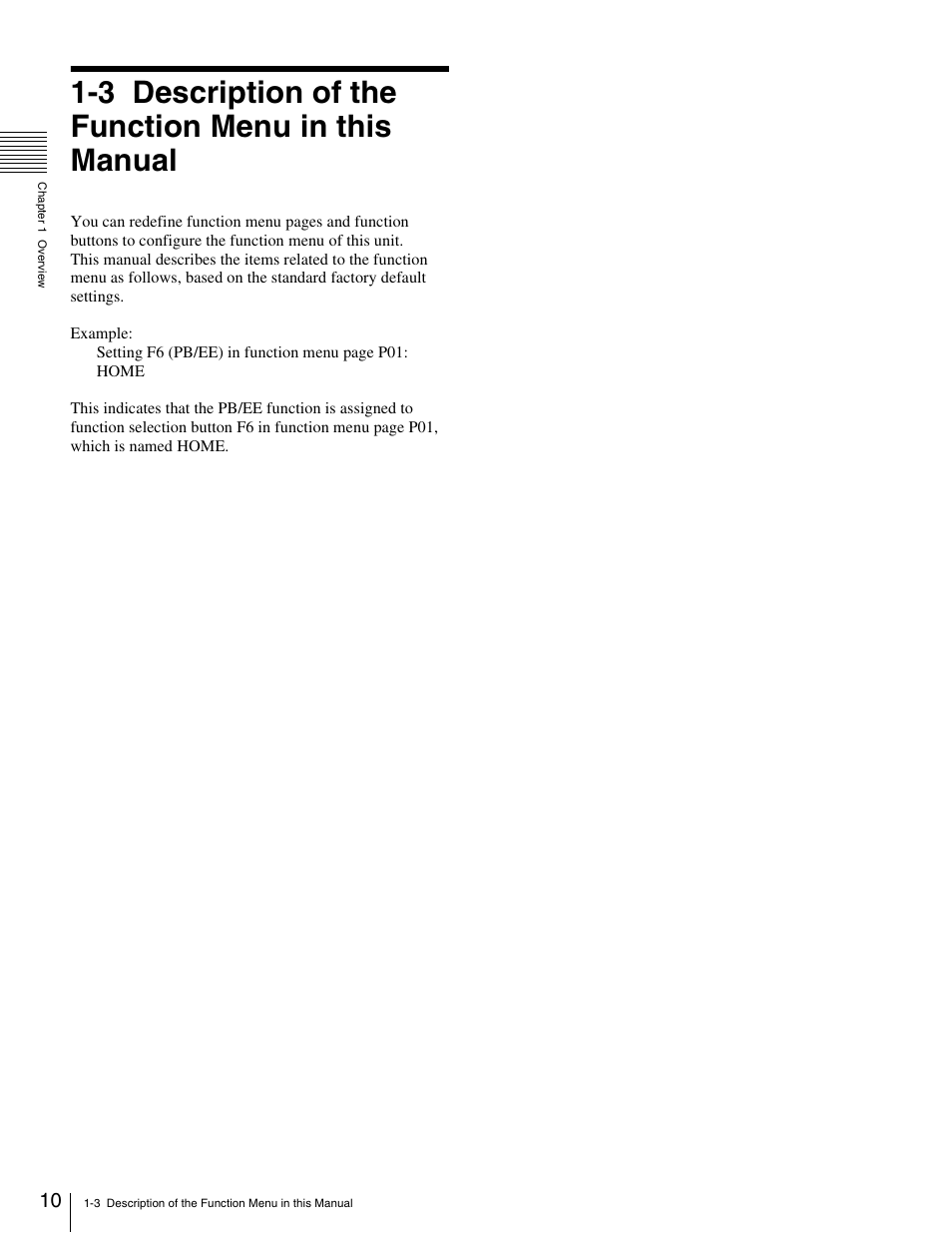 3 description of the function menu in this manual, 3 description of the function menu in, This manual | Sony HDW-1800 User Manual | Page 10 / 119