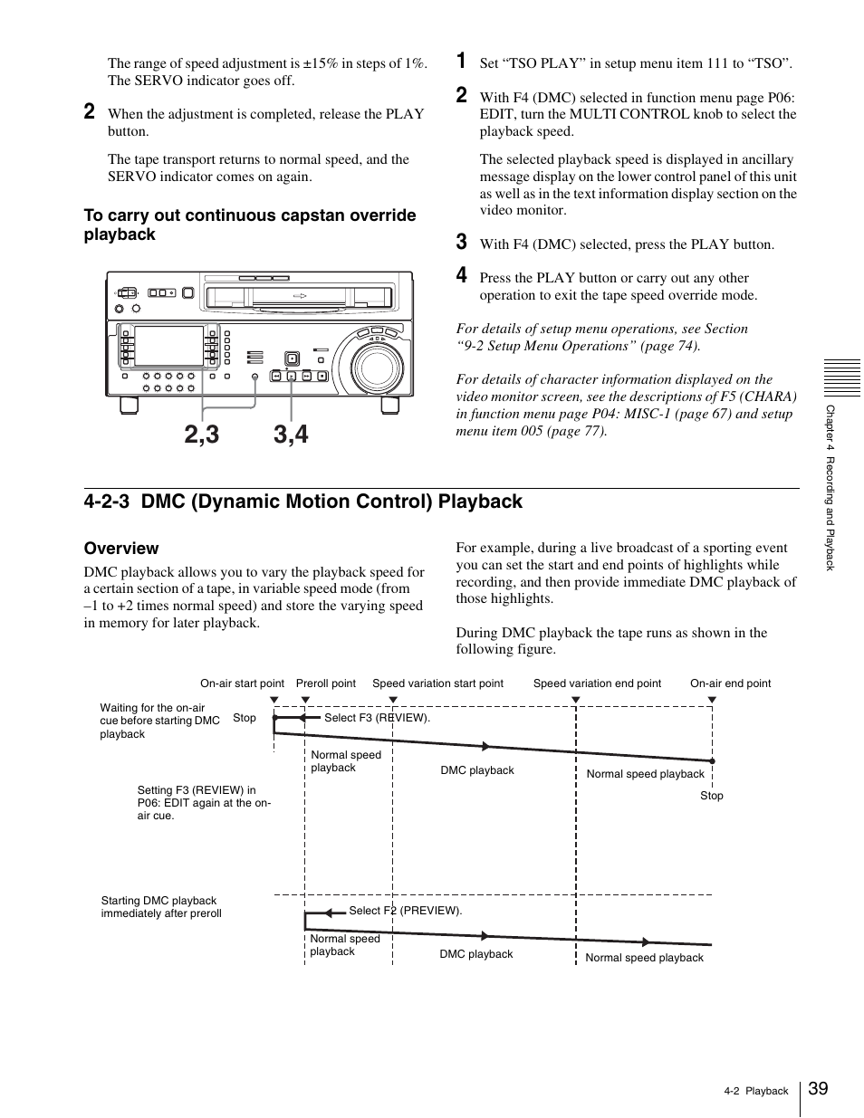 2-3 dmc (dynamic motion control) playback, 2-3 dmc (dynamic motion control), Playback | Sony HDW-1800 User Manual | Page 39 / 119