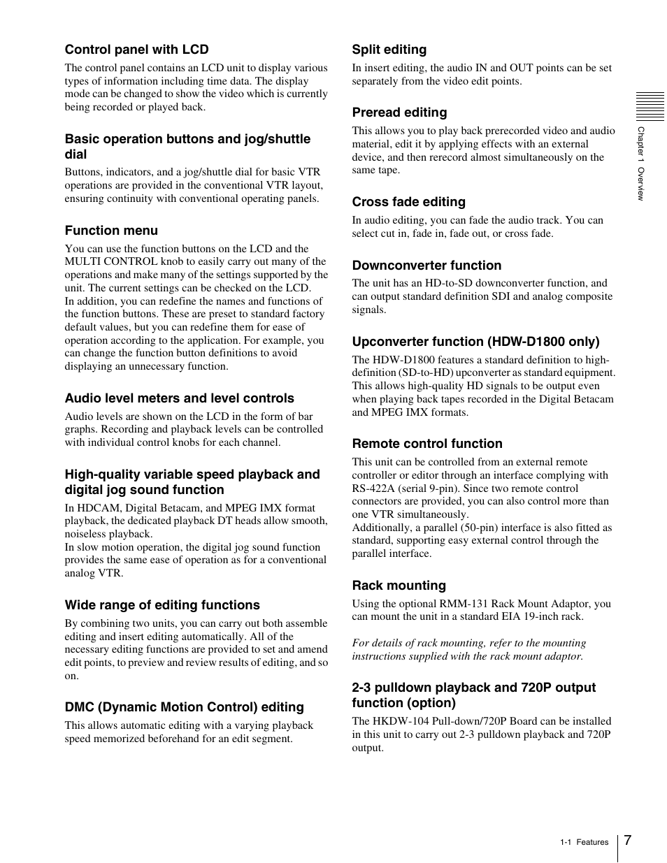 Sony HDW-1800 User Manual | Page 7 / 119