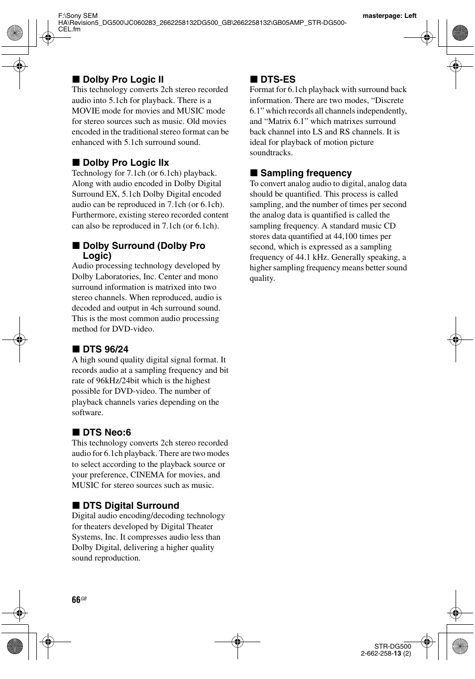 Sony STR-DG500 User Manual | Page 66 / 76