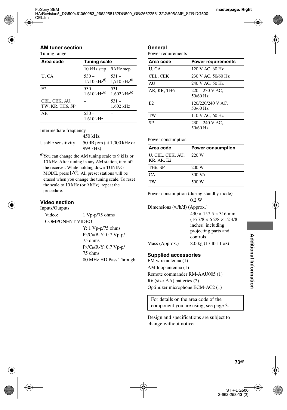 Sony STR-DG500 User Manual | Page 73 / 76