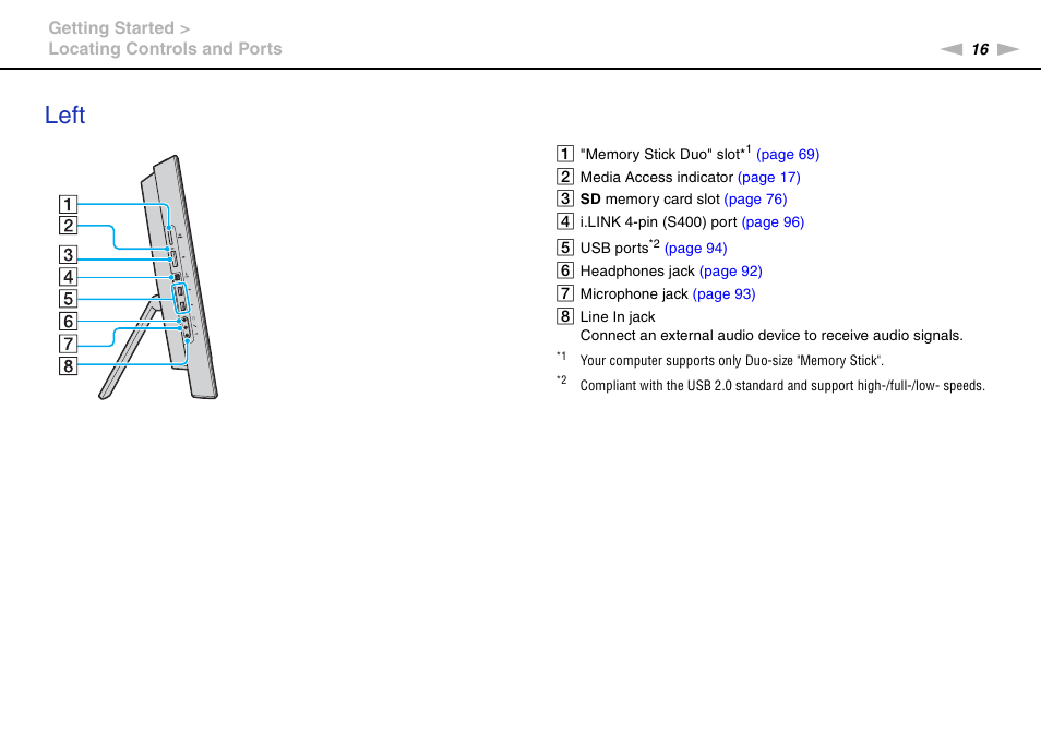 Left | Sony VPCL13 User Manual | Page 16 / 171