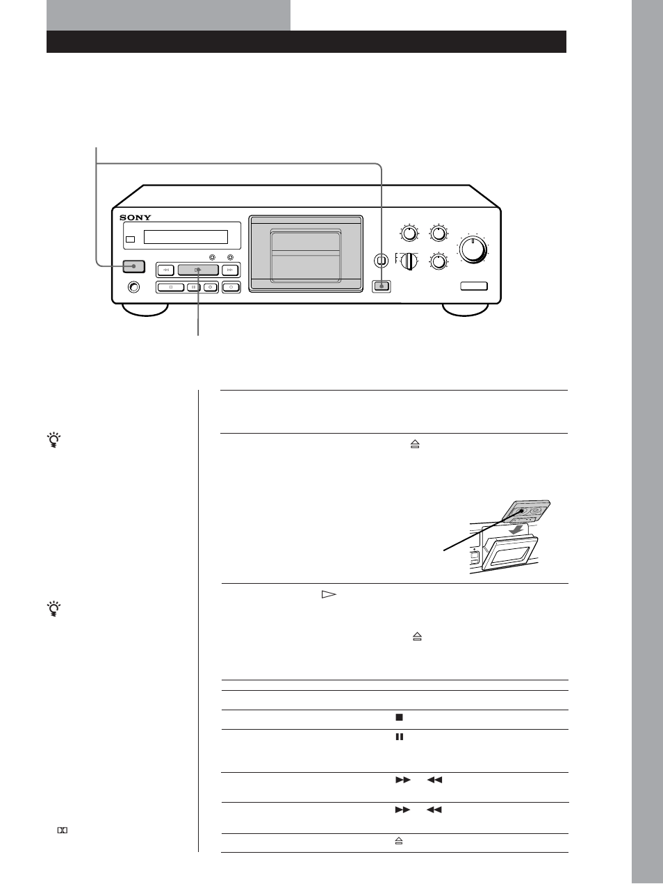 Lecture d’une cassette, Fonctions de base | Sony TC-KB920S User Manual | Page 21 / 64