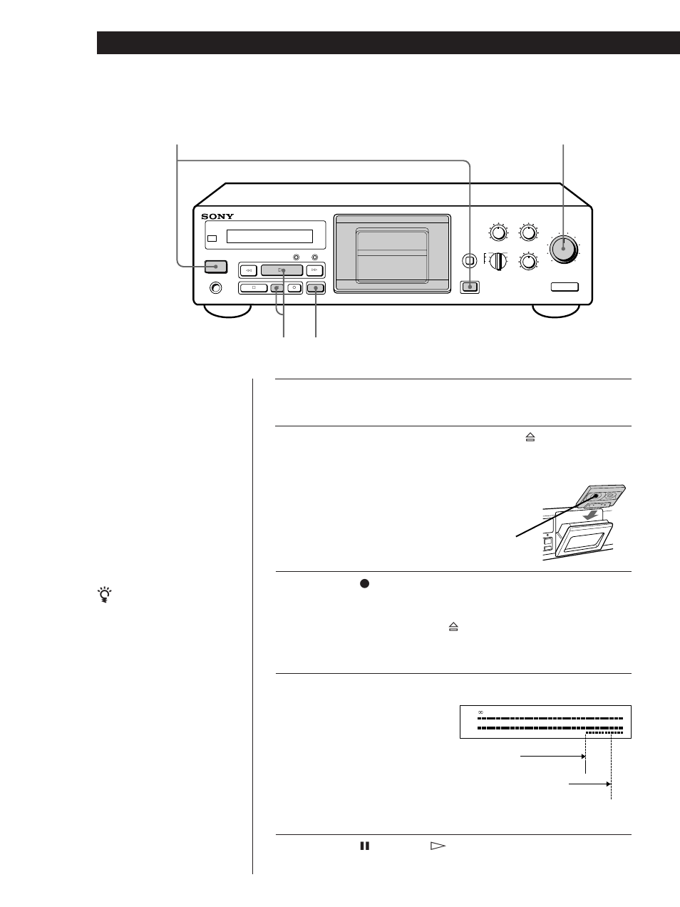 Gravação de cassetes, Operações básicas, Pressione p pause ou ·. tem início a gravação | Sony TC-KB920S User Manual | Page 54 / 64