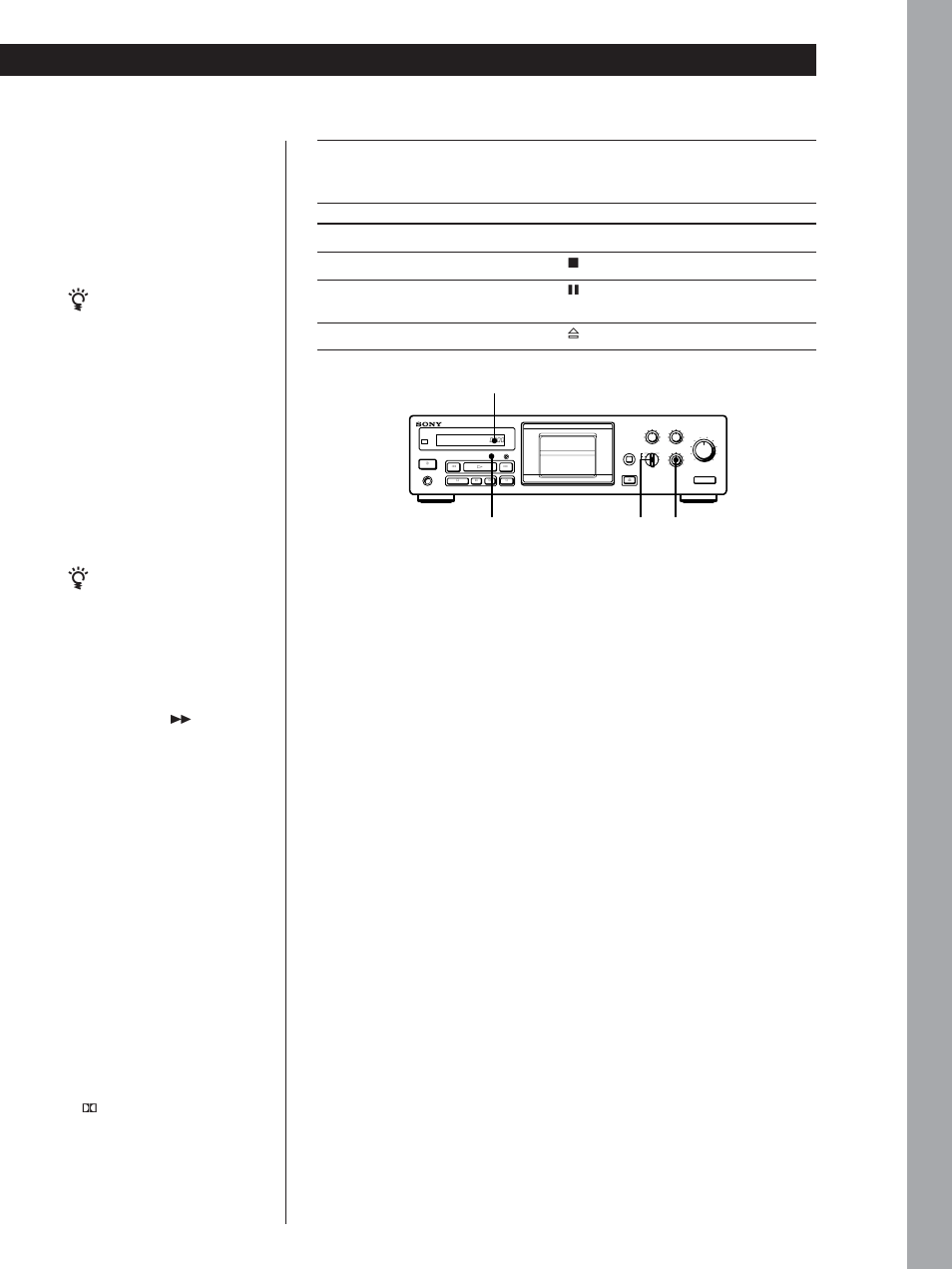 Operações básicas, Dê início à leitura da fonte de programa, Para pressione | Rec mute pause rec, Reset | Sony TC-KB920S User Manual | Page 55 / 64