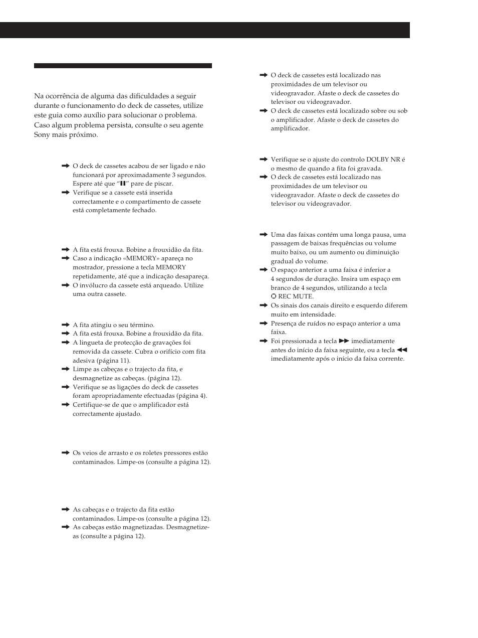 Verificação de problemas, Informações adicionais 13 | Sony TC-KB920S User Manual | Page 61 / 64