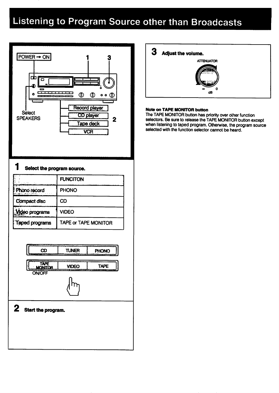 Listening to program source other than broadcasts | Sony STR-GX49ES User Manual | Page 15 / 22