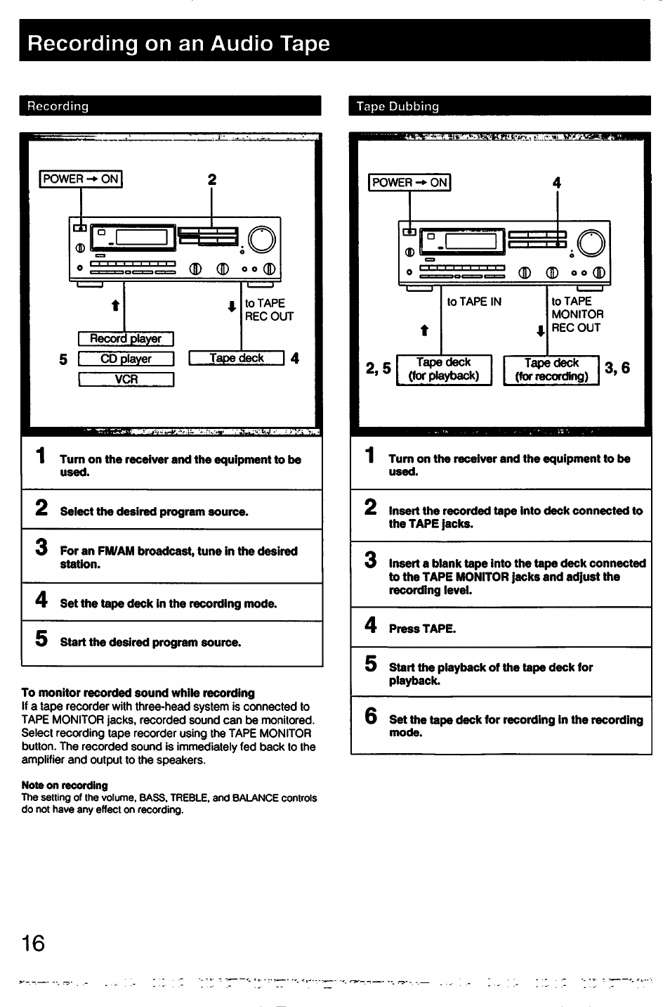 Recording on an audio tape | Sony STR-GX49ES User Manual | Page 16 / 22