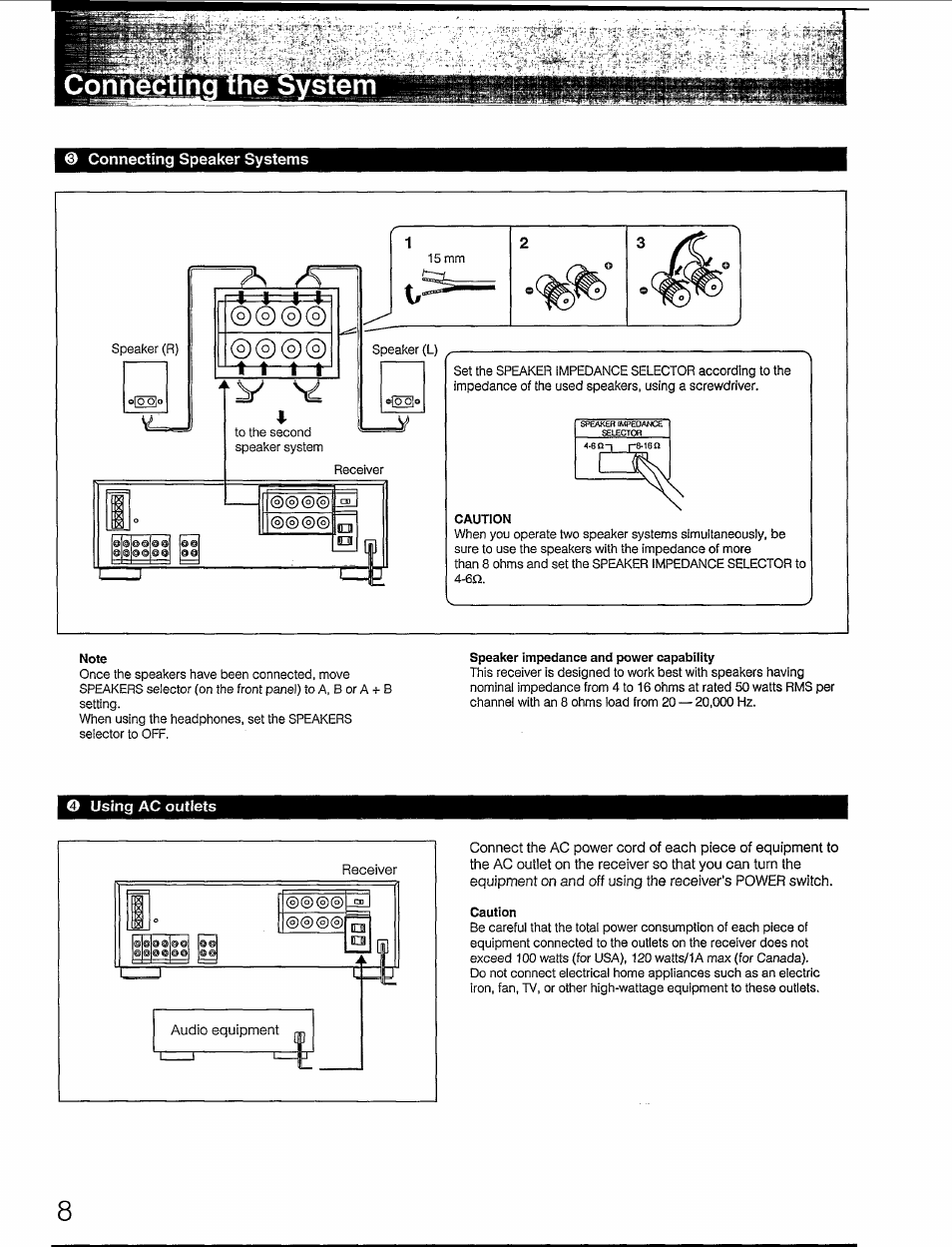 Connecting the system, Connecting speaker systems | Sony STR-GX49ES User Manual | Page 8 / 22