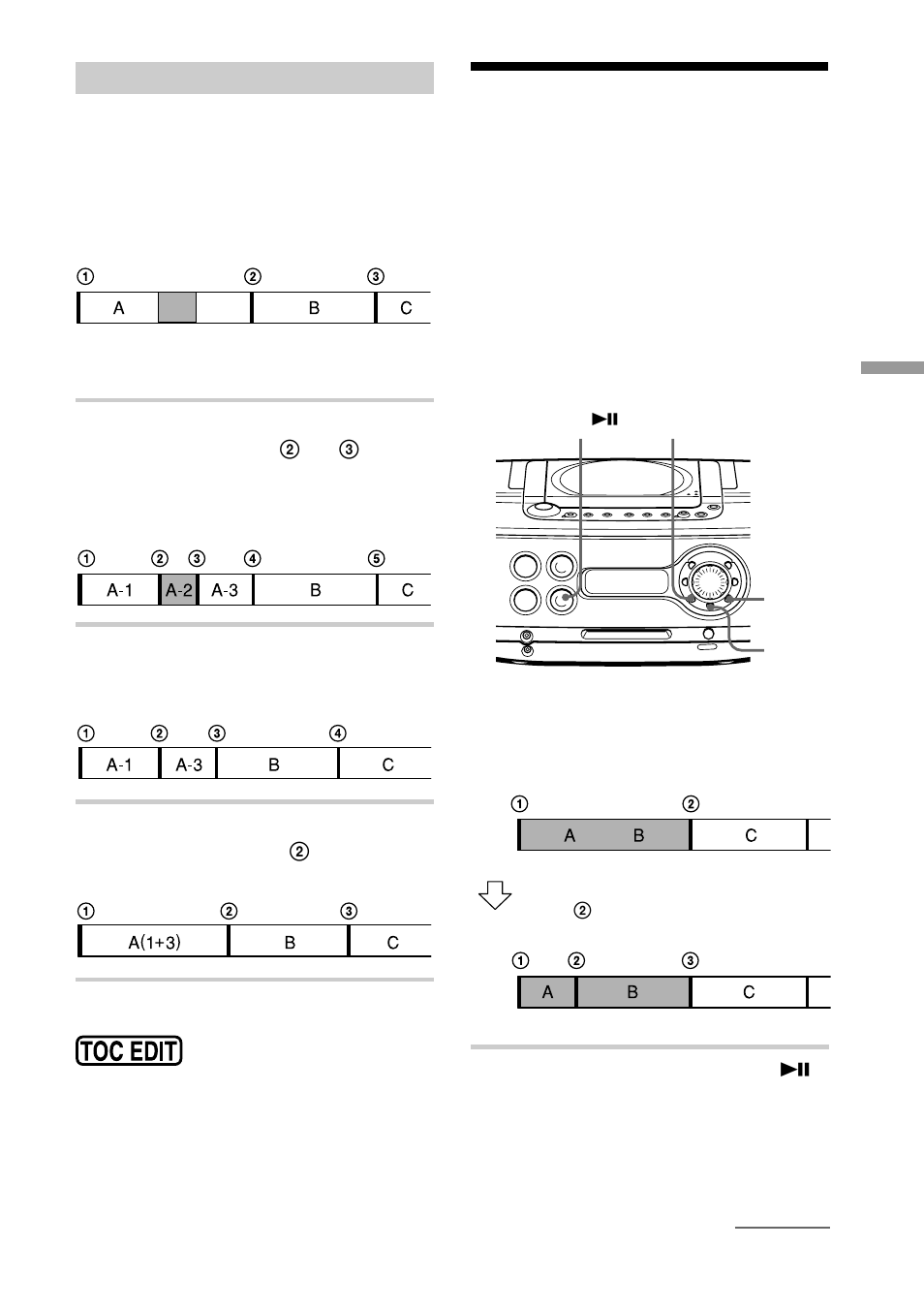 Dividing a recorded track into two tracks, Divide function), Erasing a portion of a track | Sony ZS-M30 User Manual | Page 27 / 108