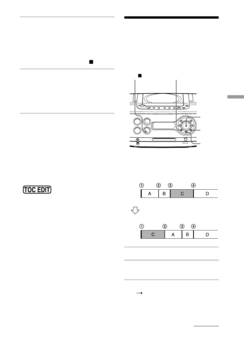 Moving recorded tracks (move function), Moving recorded tracks, Move function) | Sony ZS-M30 User Manual | Page 29 / 108