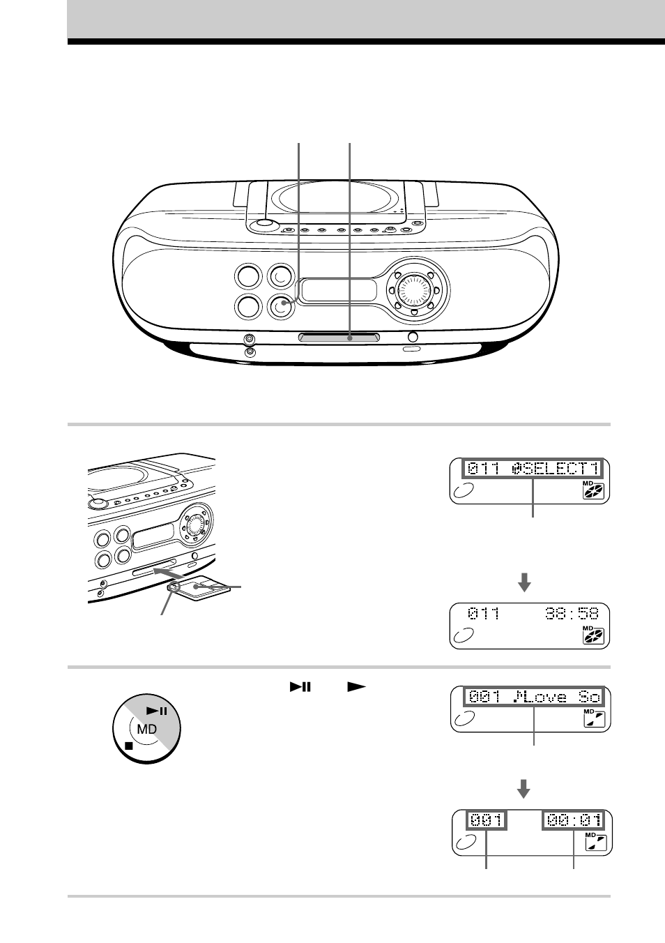 Playing an md | Sony ZS-M30 User Manual | Page 8 / 108