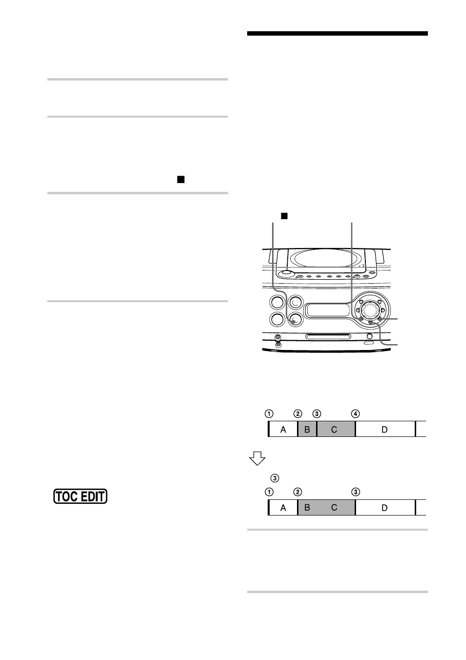 Combinación de dos pistas adyacentes en una, Sola (función de combinación), Combinación de dos pistas adyacentes en una sola | Sony ZS-M30 User Manual | Page 80 / 108