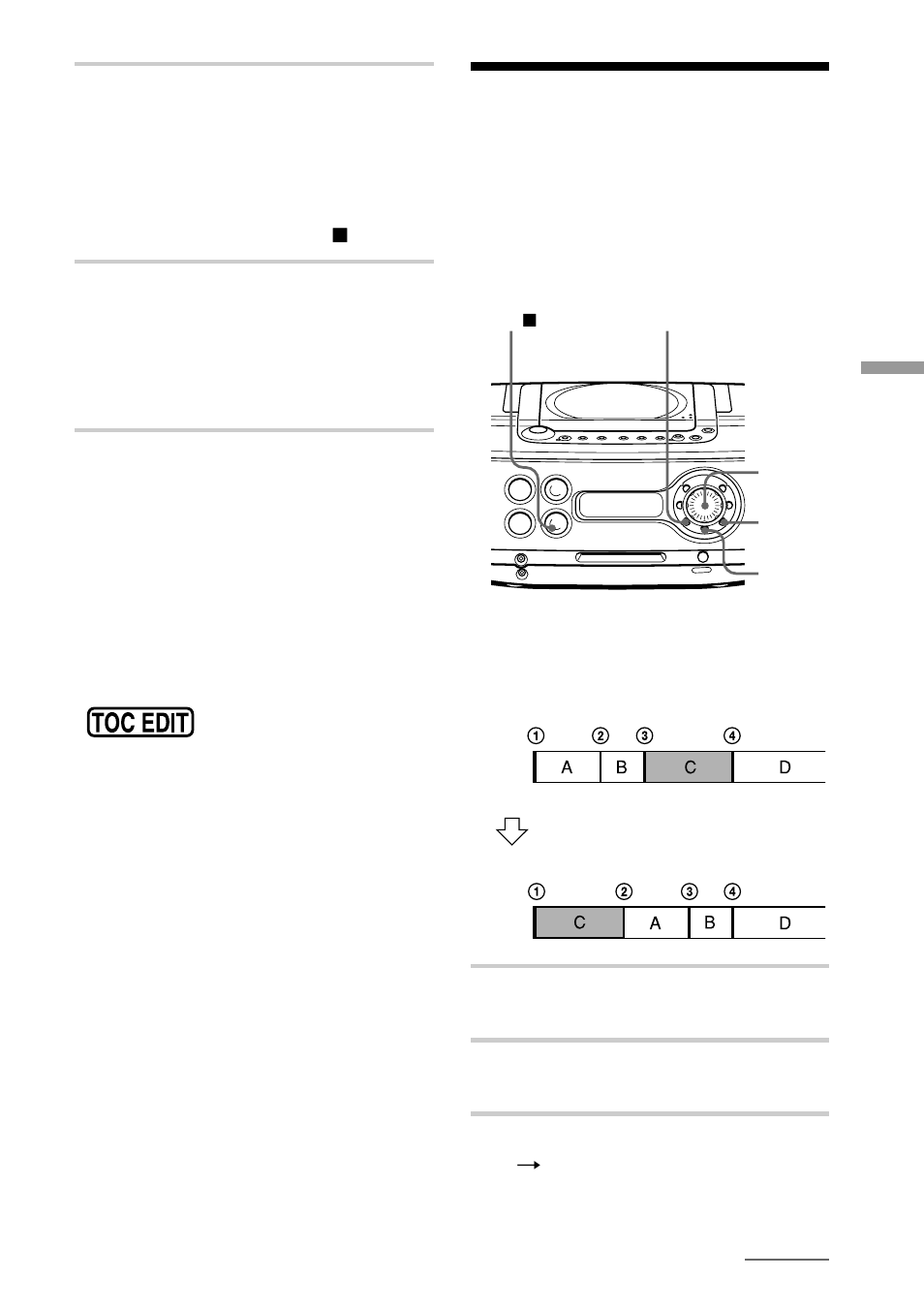 Desplazamiento de pistas grabadas, Función de desplazamiento) | Sony ZS-M30 User Manual | Page 81 / 108