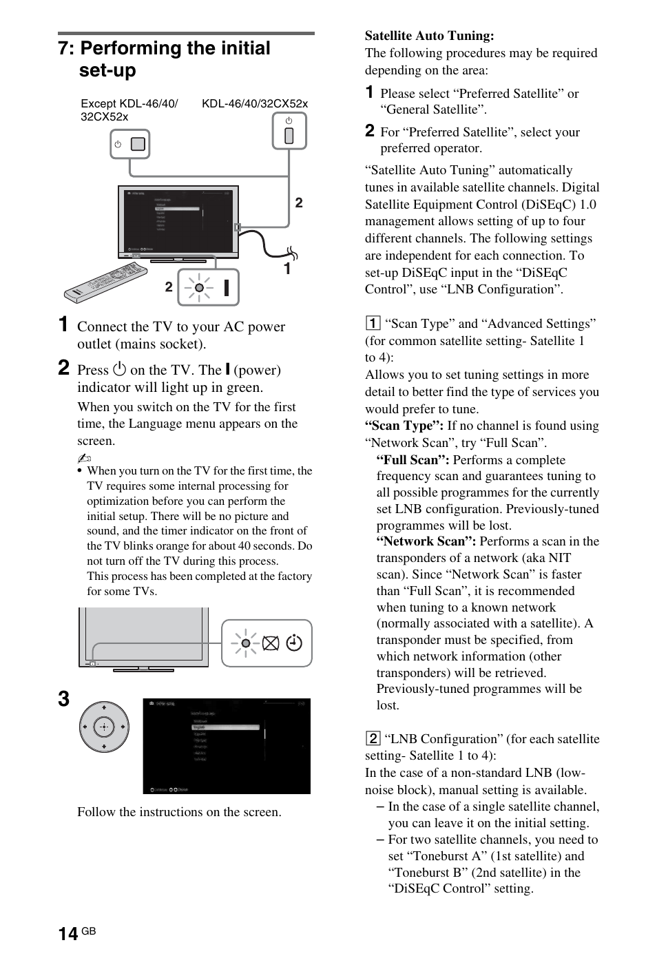 Performing the initial set-up | Sony 4-269-996-E5(1) User Manual | Page 14 / 36