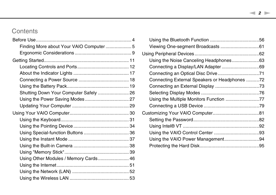 Sony VAIO VGN-P User Manual | Page 2 / 155