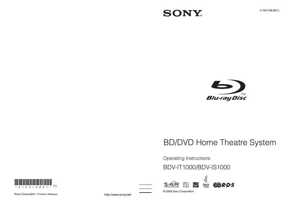 Sony BDV-IT1000 User Manual | 159 pages