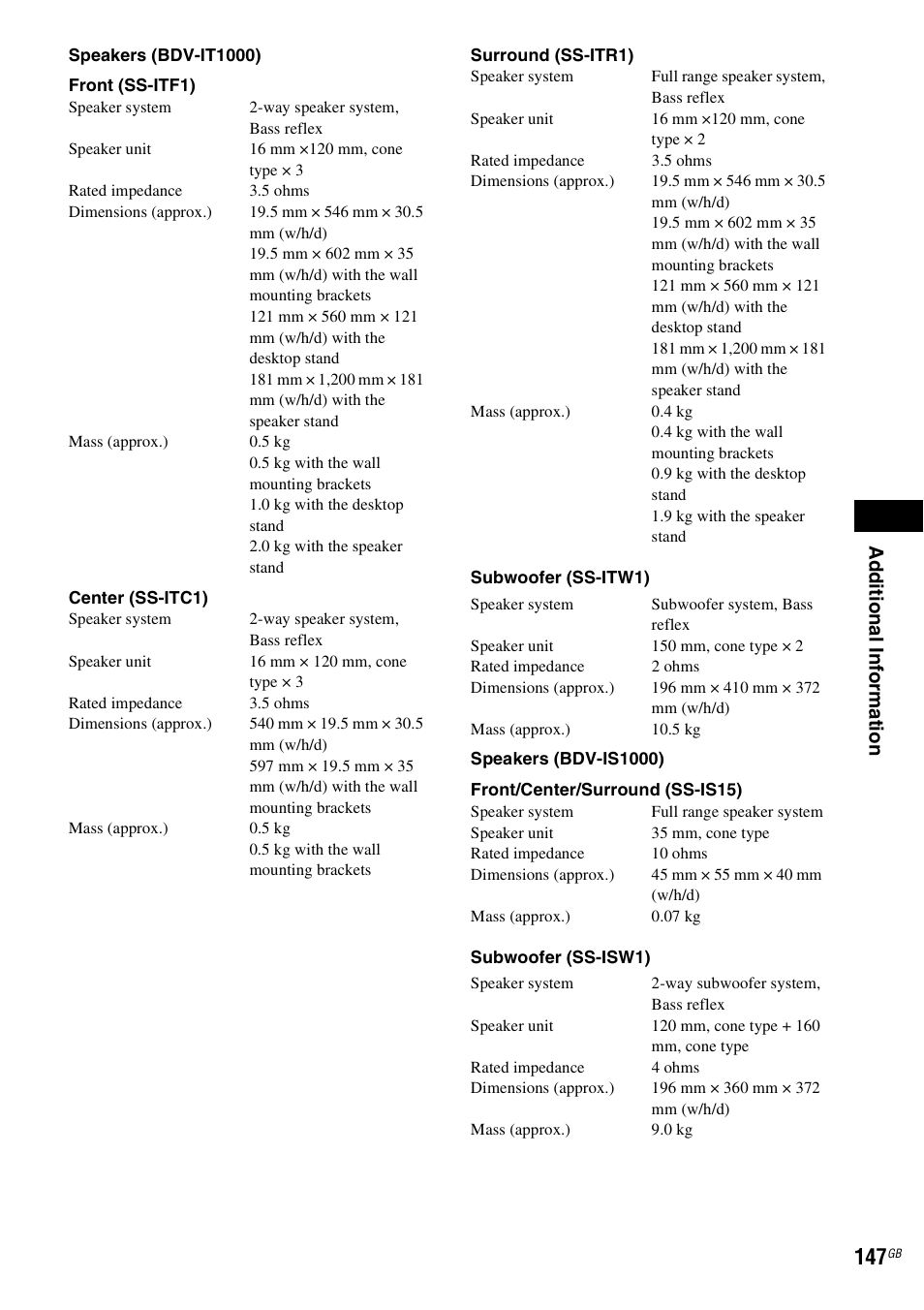 Sony BDV-IT1000 User Manual | Page 147 / 159